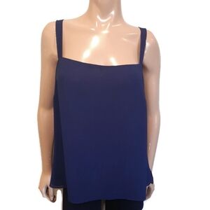 Vintage Lori Ann Formal Sleeveless Top Womens Plus Size 18 Navy Blue Tank Blouse